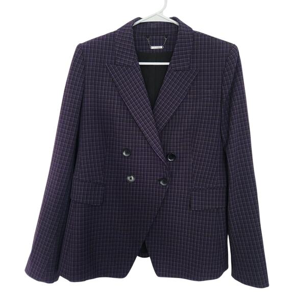 Elie Tahari Jezebel Modern Plaid Blazer 12 Career Preppy Designer Office School - Picture 1 of 9
